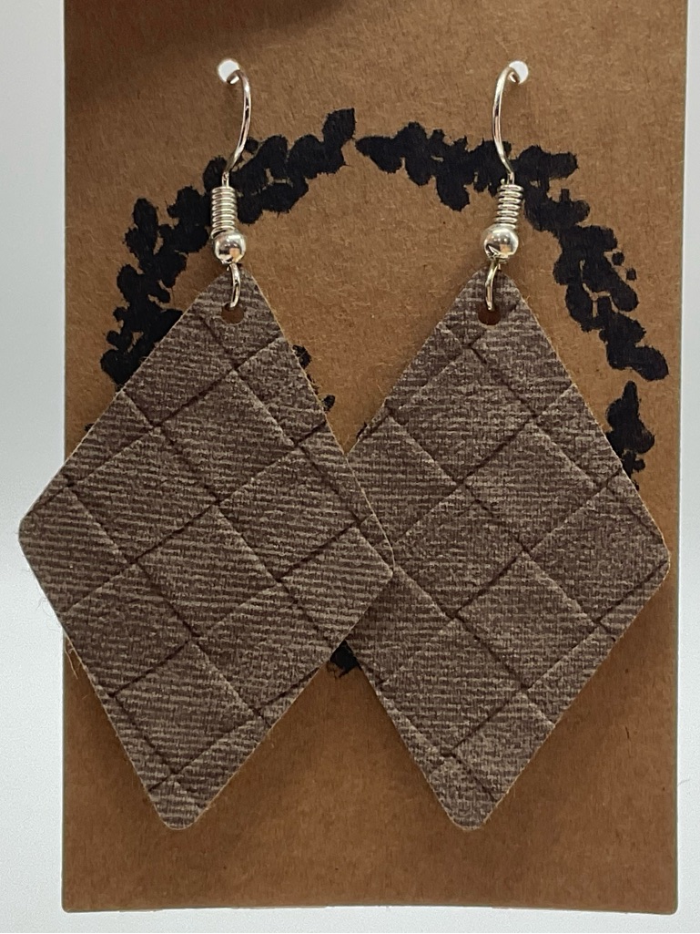 Quilted Brown Diamond Drop Earrings - Women Jewelry